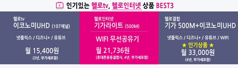 LG헬로비전 인기상품